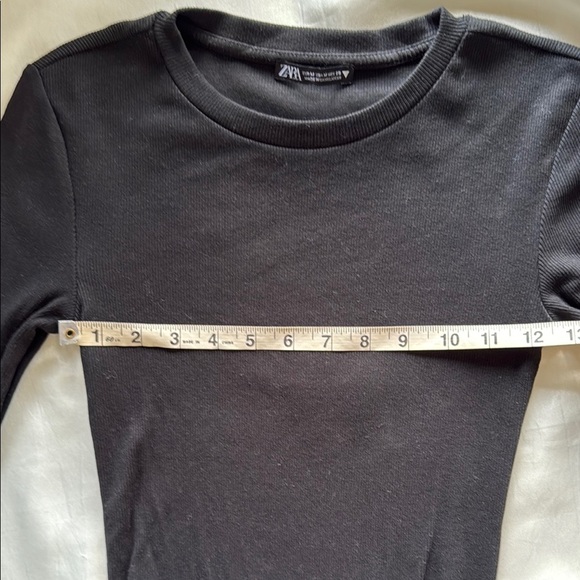 Zara Black Long Sleeve Bodysuit Ribbed Knit Double Snap Sz Medium - Picture 3 of 9